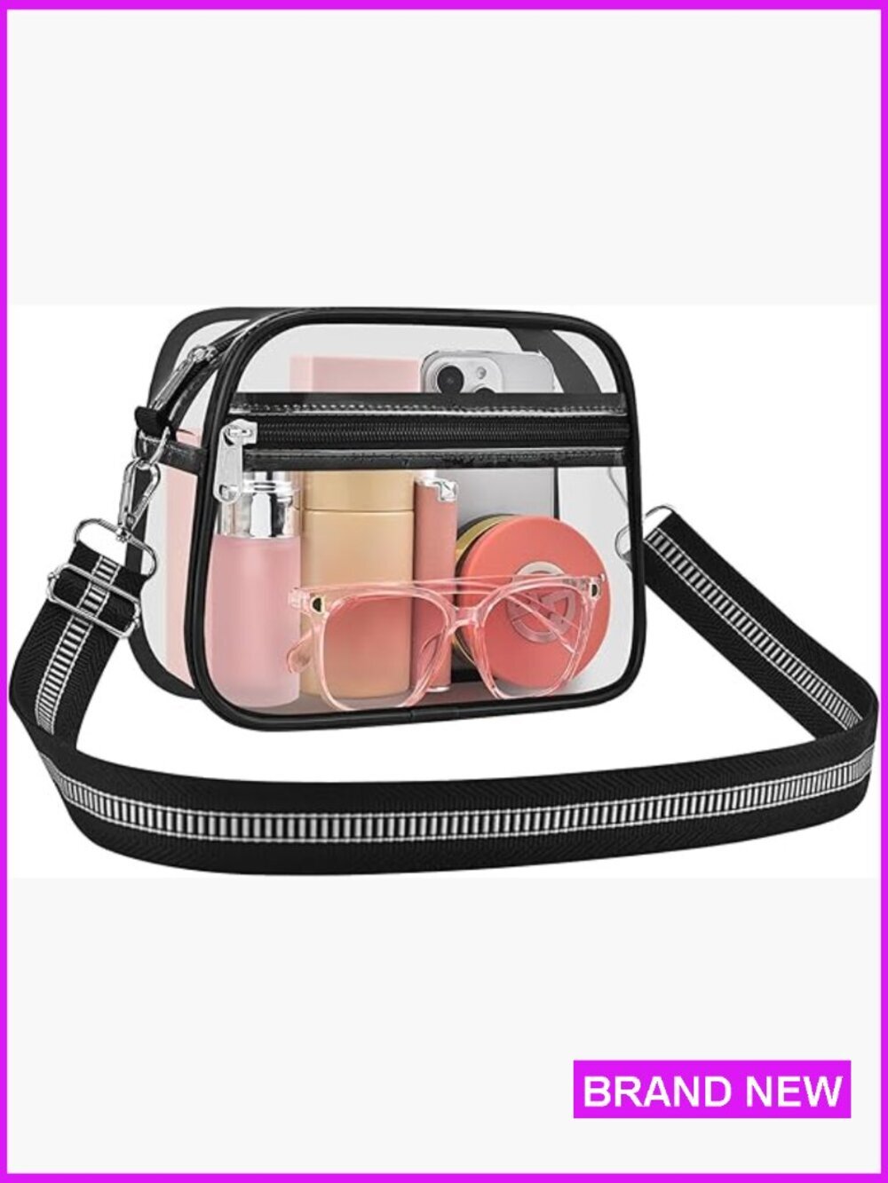 Clear Crossbody Bag for Stadium Events Concerts Adjustable Strap Coin Pouch